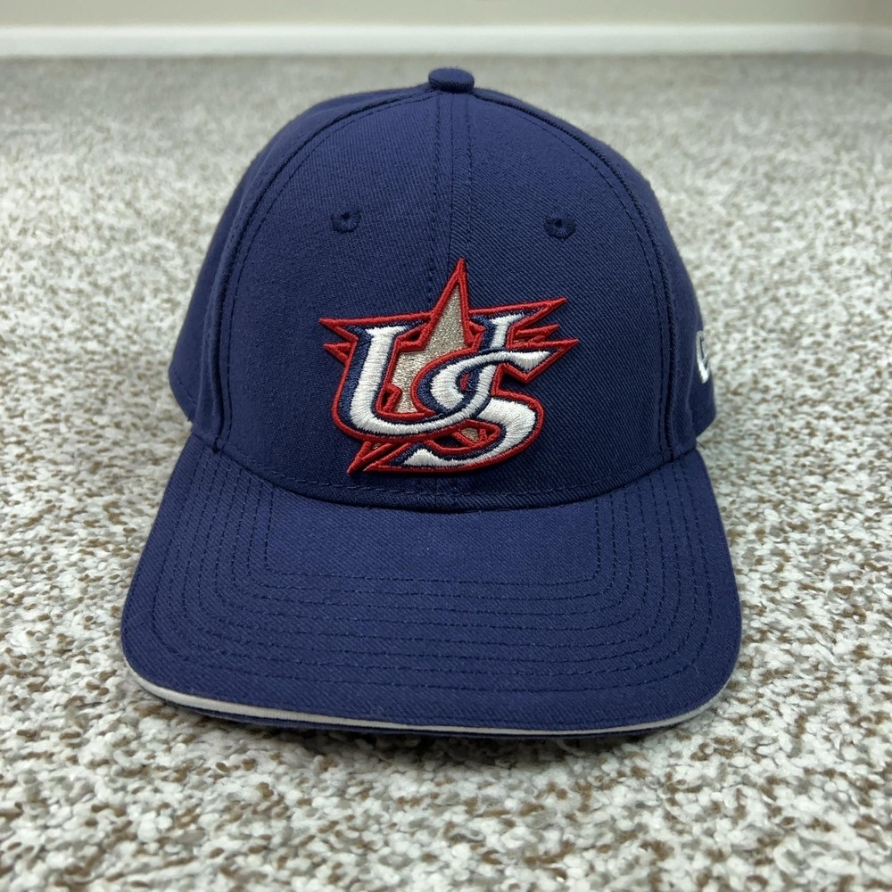 New Era USA Baseball Hat Cap Snap Back Mens One Size Blue 9FORTY Flag Logo Sport